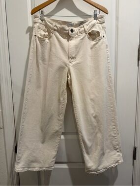 J.Jill Denim High Rise Full Leg Crop Jeans White Size 14 Wide Leg Lyocell
